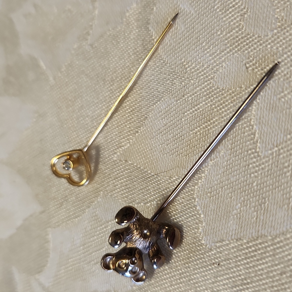 Stick Pins, bear & heart